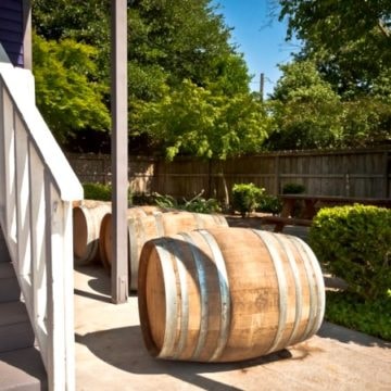 Wine barrels at Pondl Winery